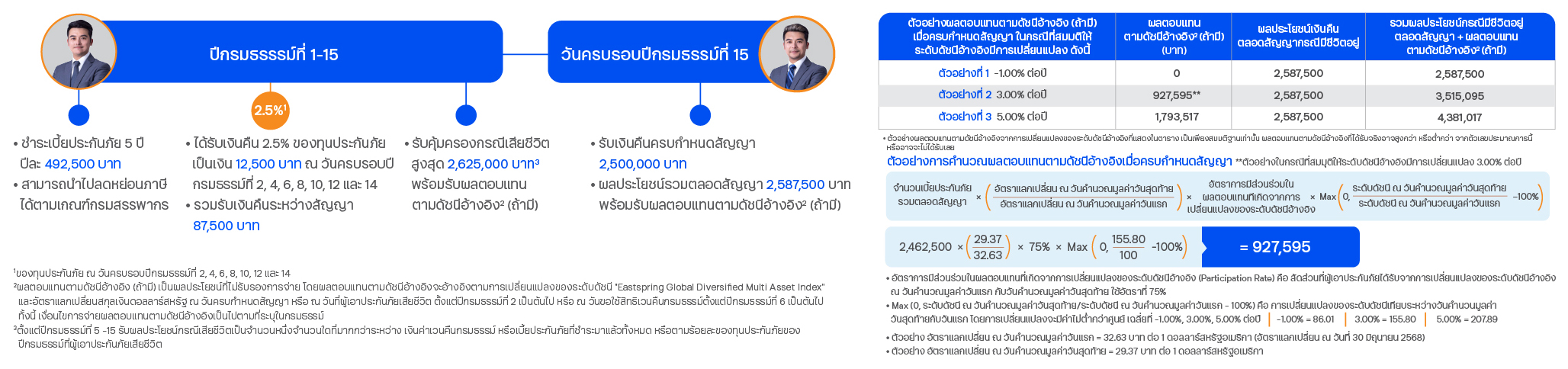 ตัวอย่างผลประโยชน์ ทีทีบี โกลบอล อินเด็กซ์ พรินซิเพิล โพรเทค 15/5 พลัส