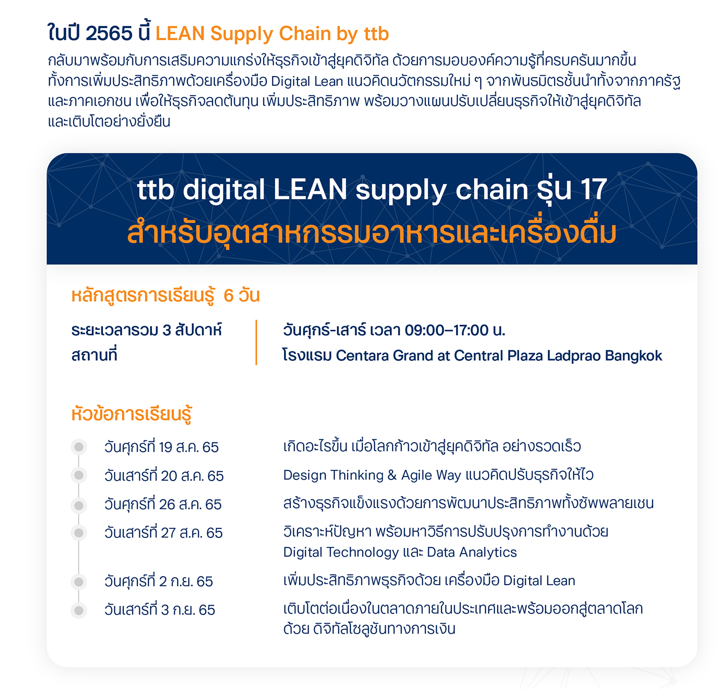 ttb digital LEAN supply chain รุ่น 17สำหรับอุตสาหกรรมอาหารและเครื่องดื่ม-course outline