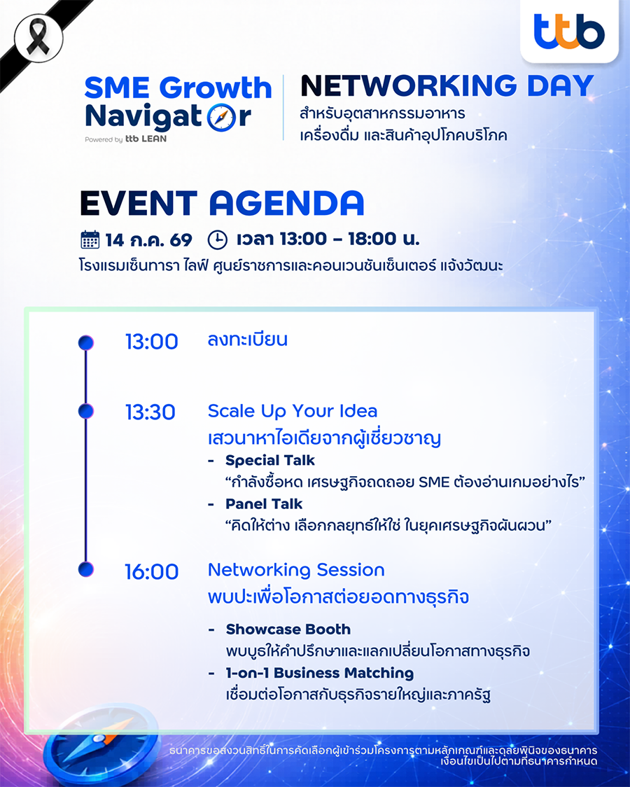 ร่วมยกระดับธุรกิจ SME ให้มีโอกาสเติบโต ฝ่าวิกฤตไปด้วยกัน ในโครงการ SME Growth Navigator powered by ttb LEAN
