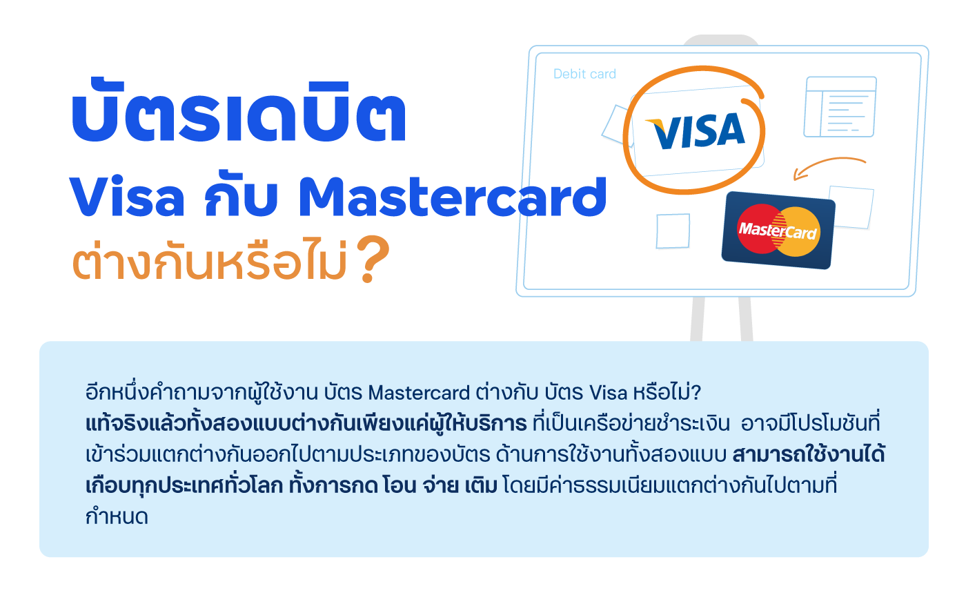บัตรเดบิต visa กับ mastercard ต่างกันหรือไม่