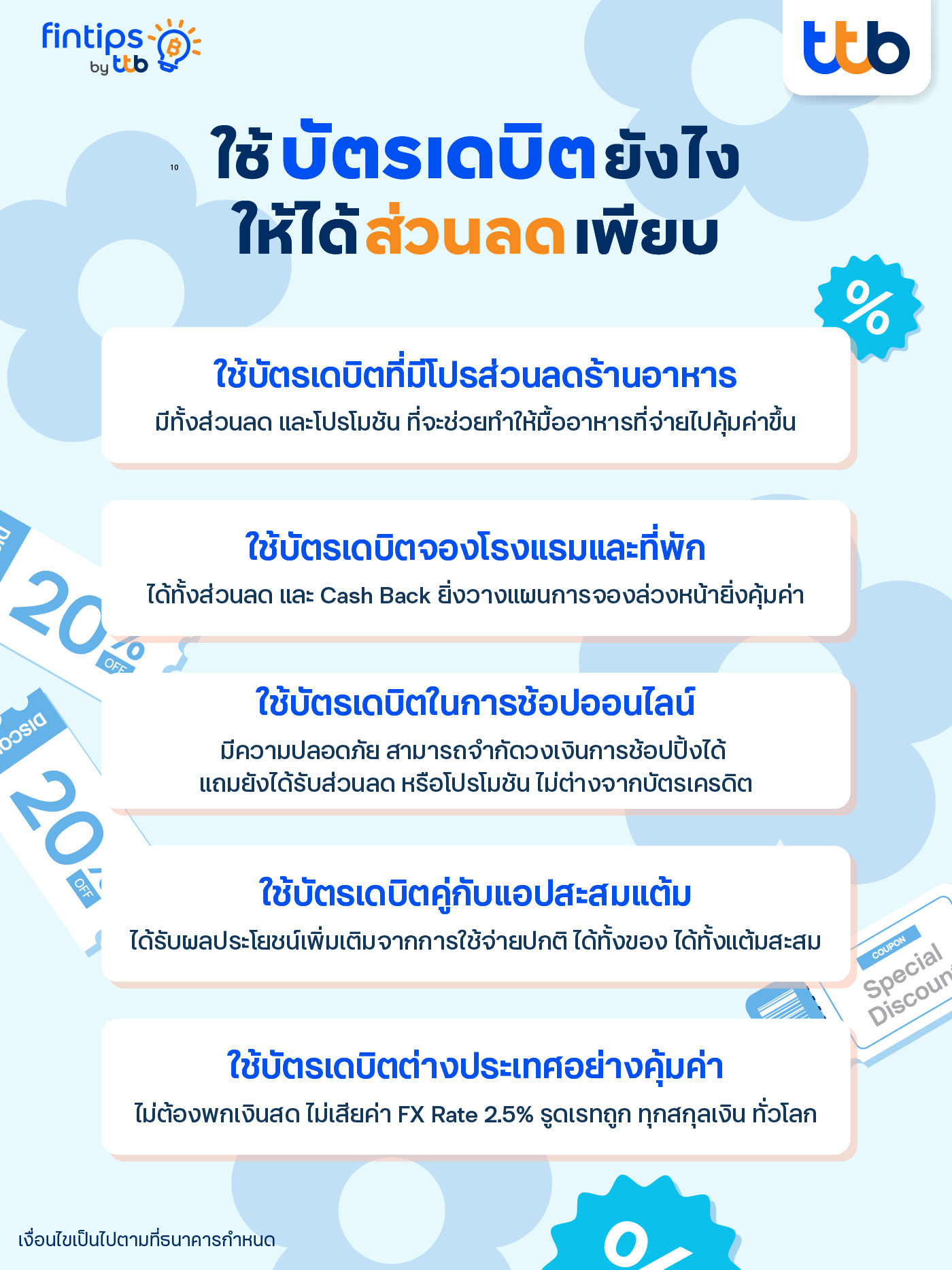 ใช้บัตรเดบิตอย่างไรให้ได้ส่วนลด