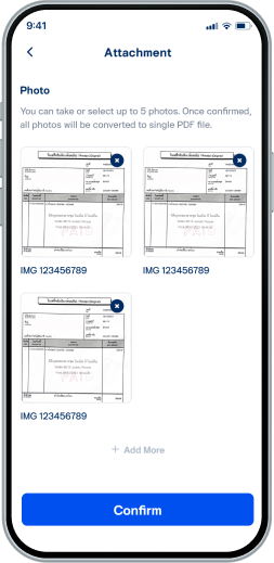 ตรวจสอบเอกสารที่อัปโหลด จากนั้นเลือก “Confirm”