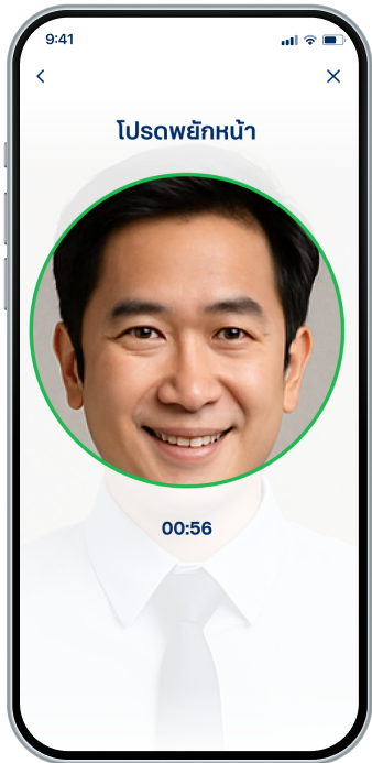 วางและขยับใบหน้าให้อยู่ในกรอบ