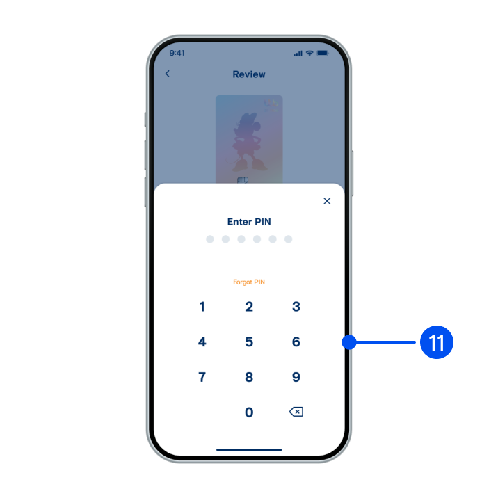 11. Enter PIN to confirm.