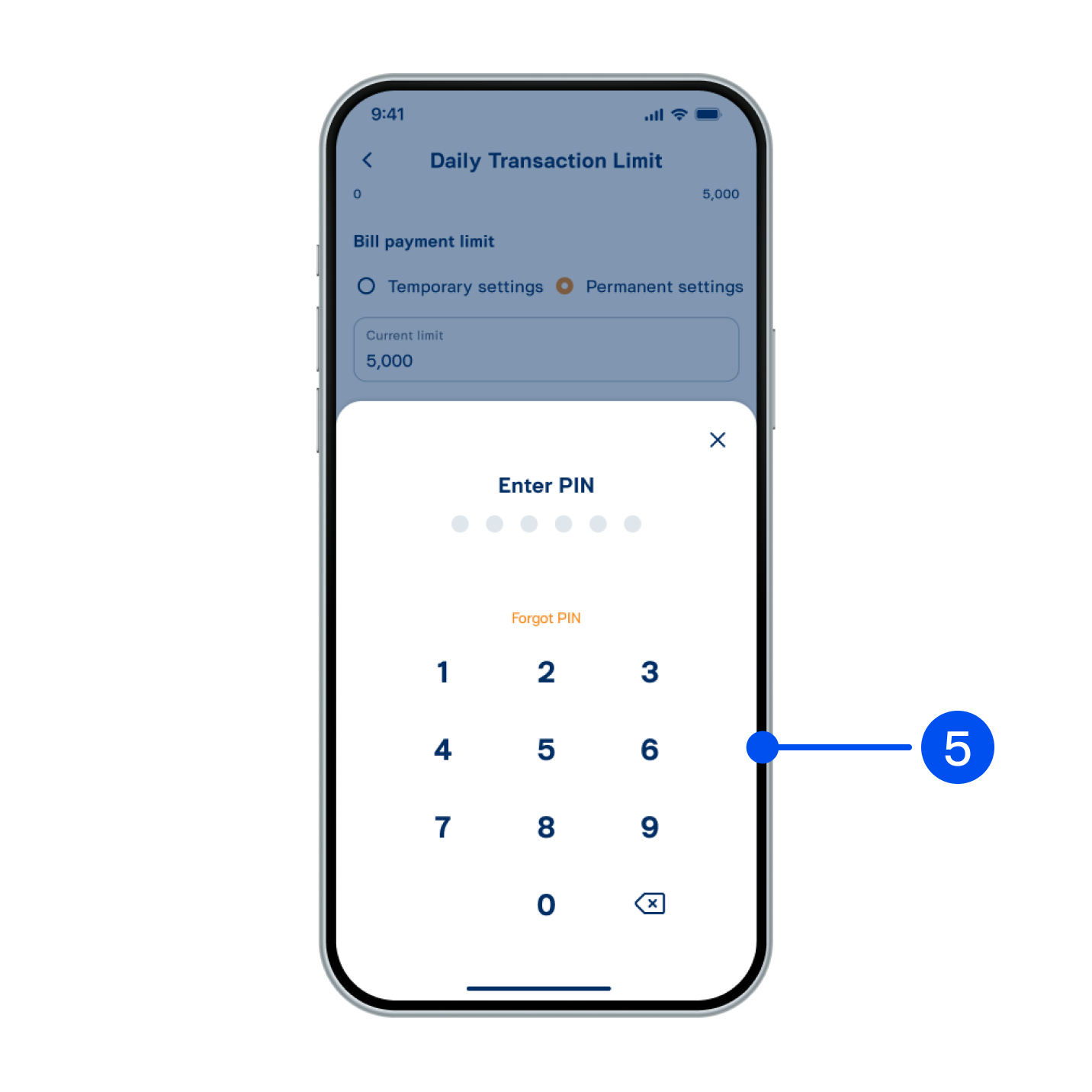 5. Enter PIN to confirm.