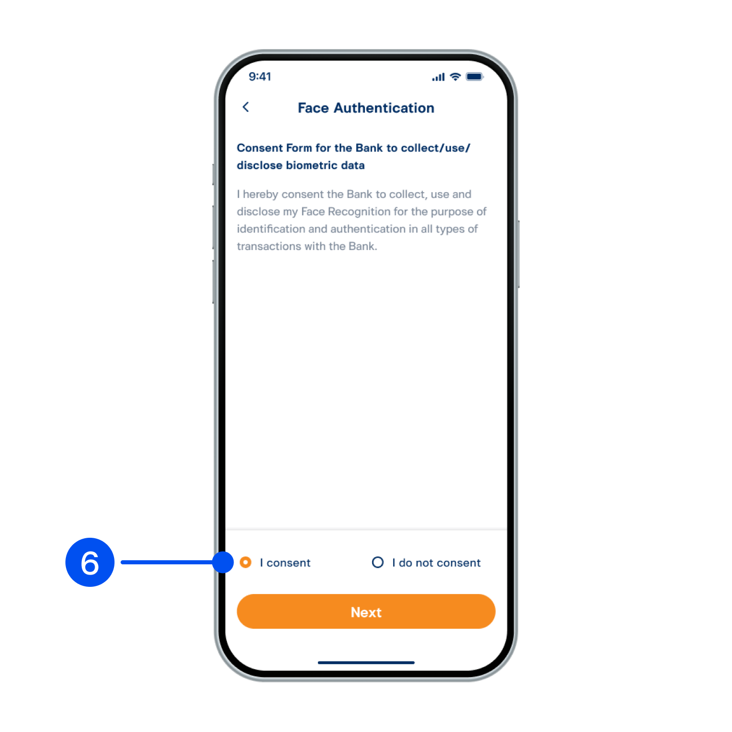 6. Select I Consent to allow ttb to collect/use/disclose your biometric data, then select Next.