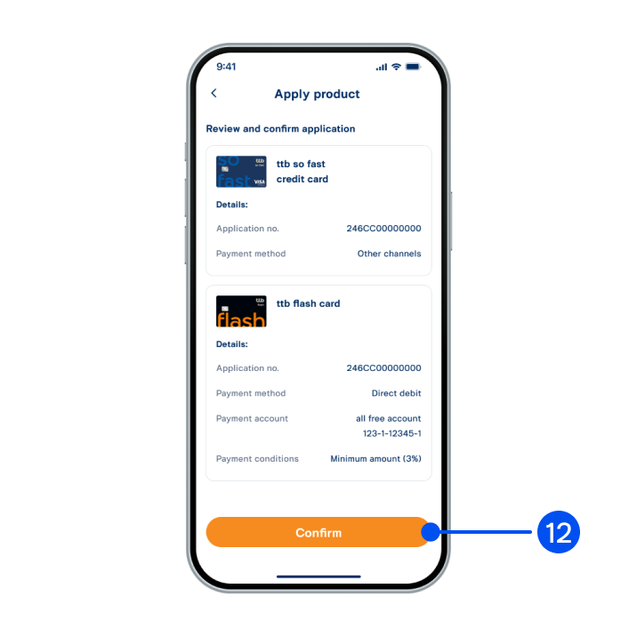 12. Review your application details, then select Confirm.