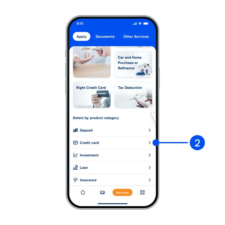 2. Scroll down, then select “Credit Card”.