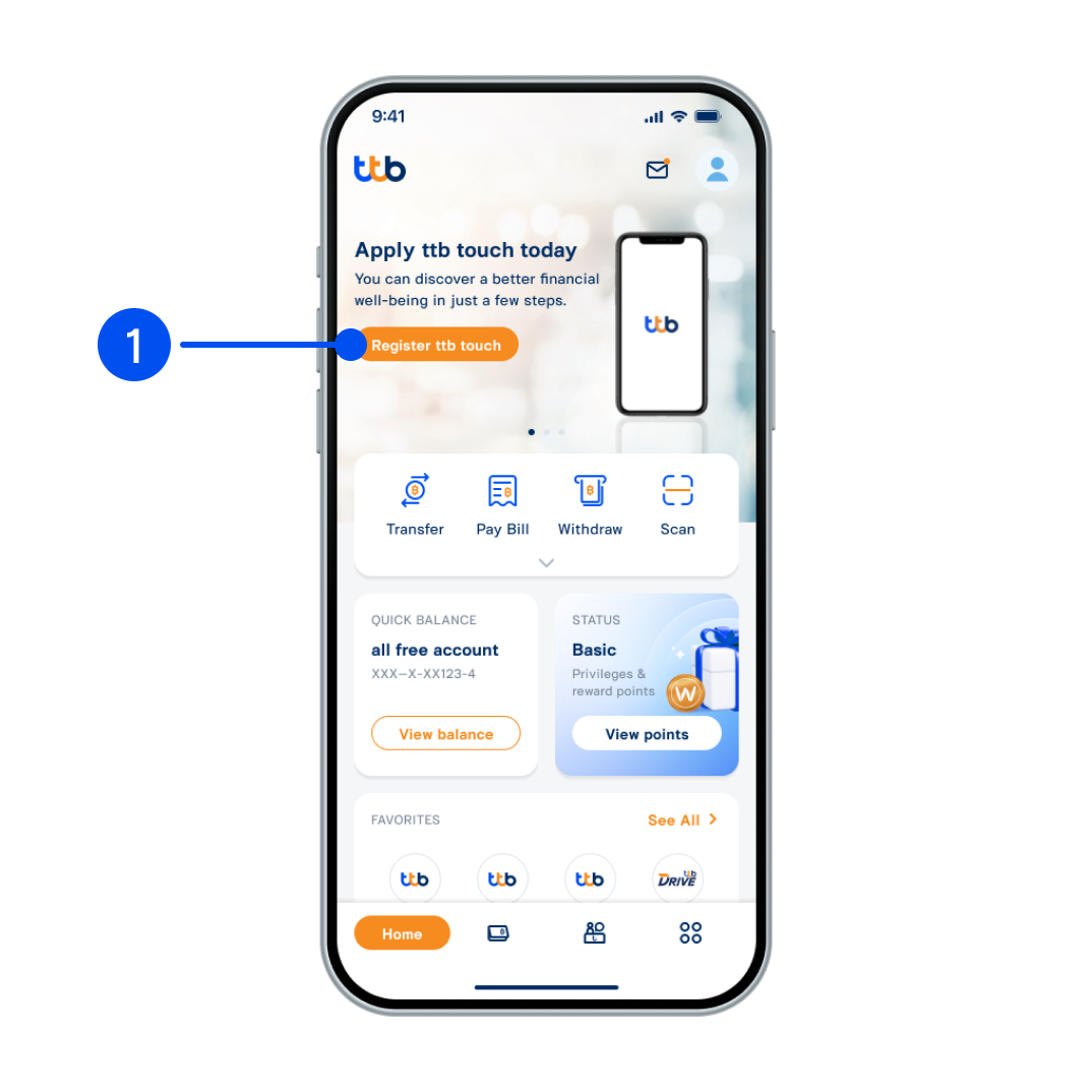 Select “Register ttb touch”