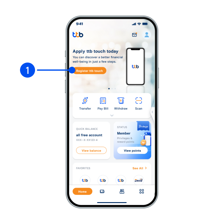Select “Register ttb touch”