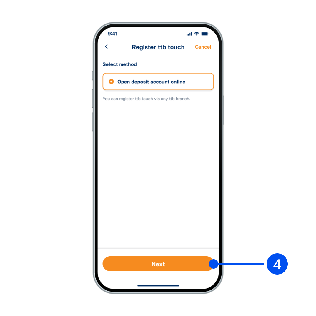 Select “Open deposit account online”, then select 