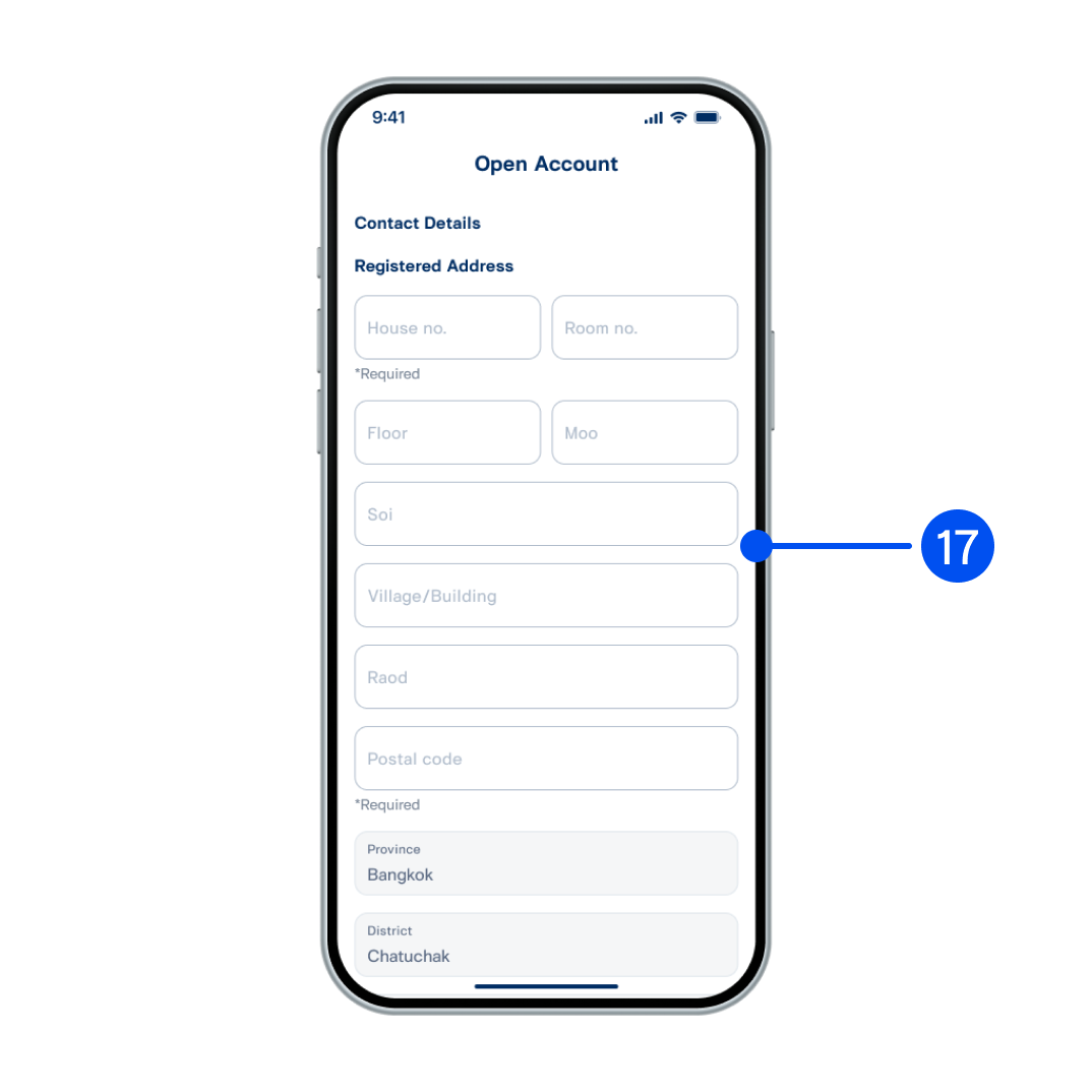 Enter your address and contact, then select “save” 