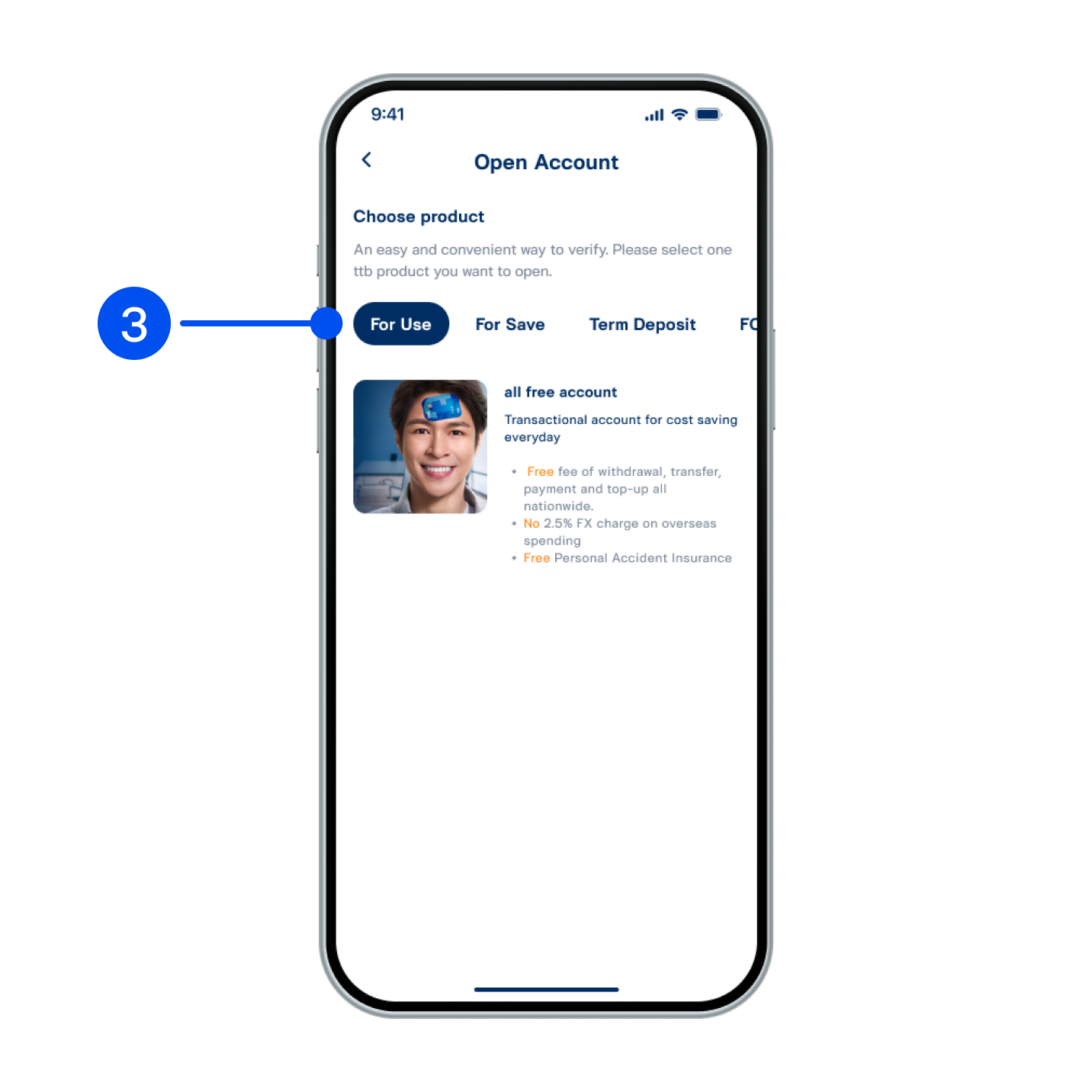 Select account type you wish to open.
