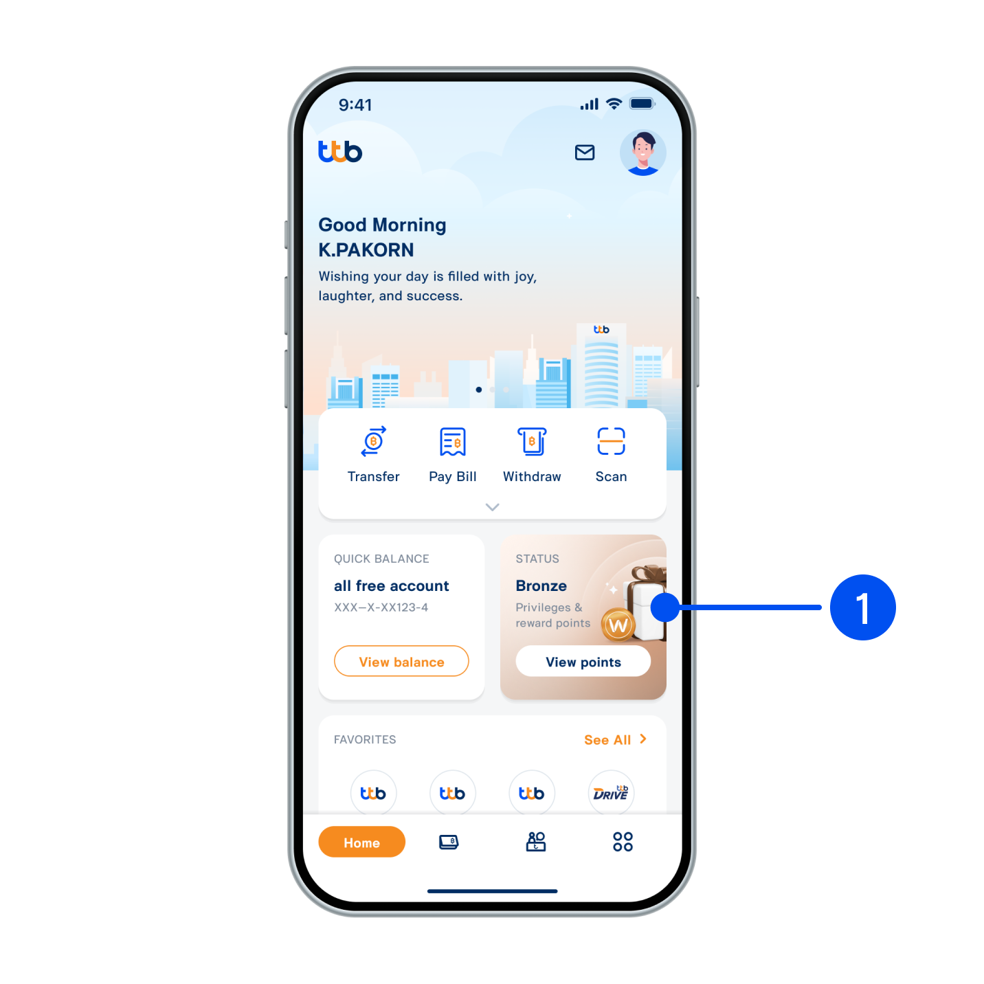 1. Select your status card.