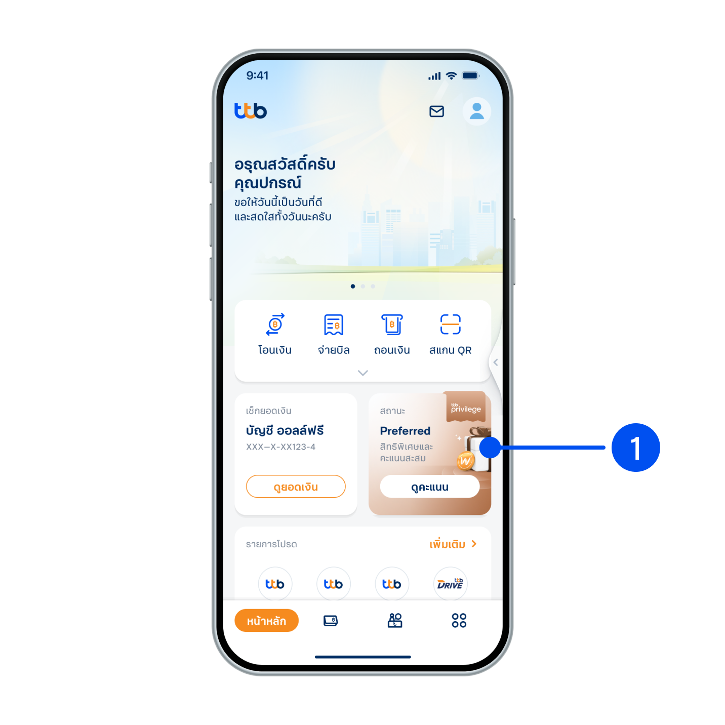 1. เลือก “สถานะ ttb privilege”