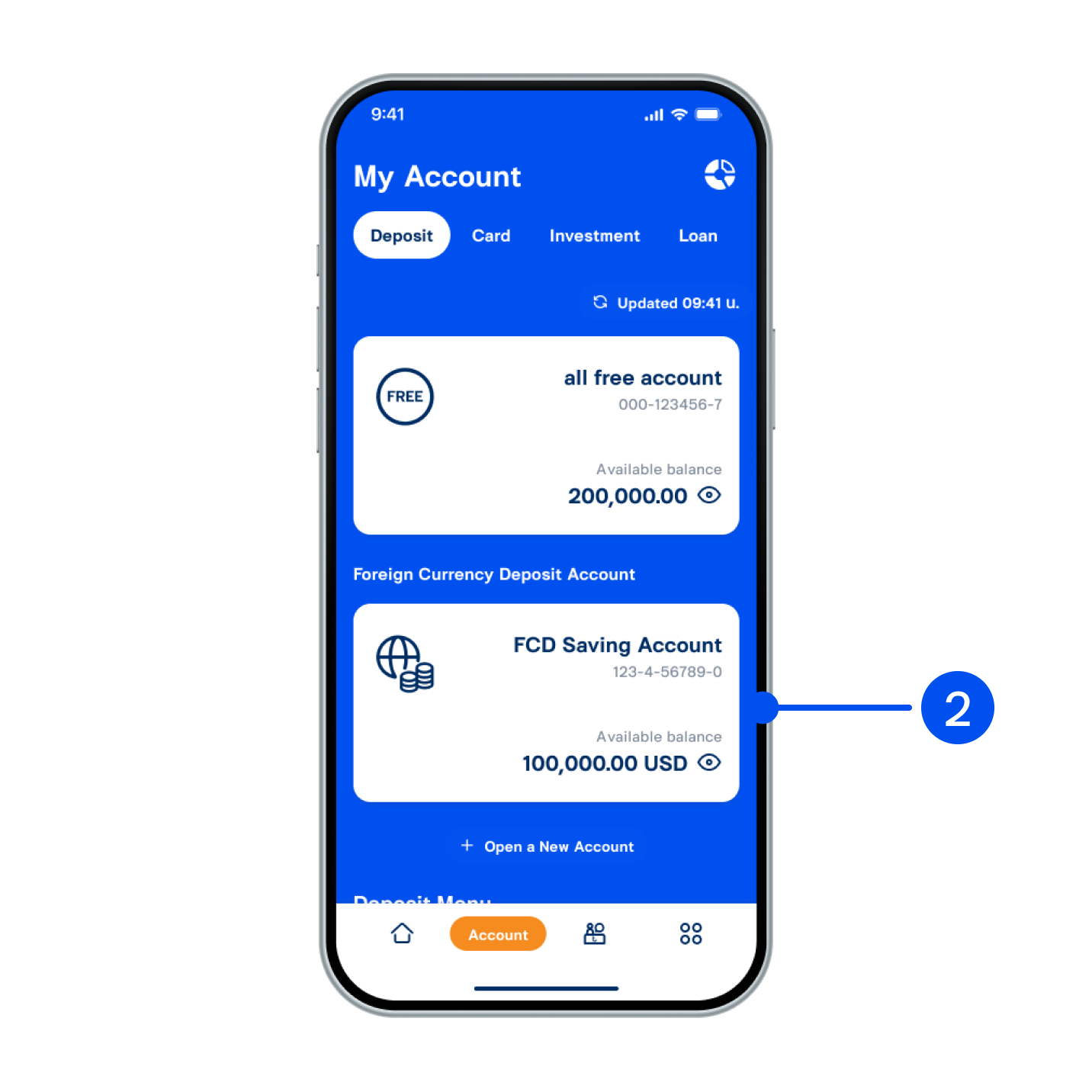 2. Select “FCD Saving Account”.