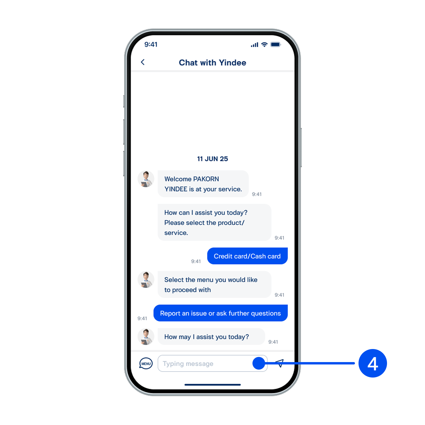 4. To chat with an agent, please select Other services > Report an issue or ask further questions. You can then type your query directly.