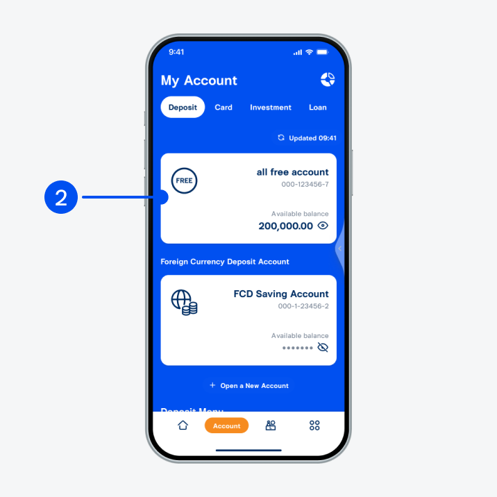 Select all free account or FCD Saving Account linked to world pass debit card.