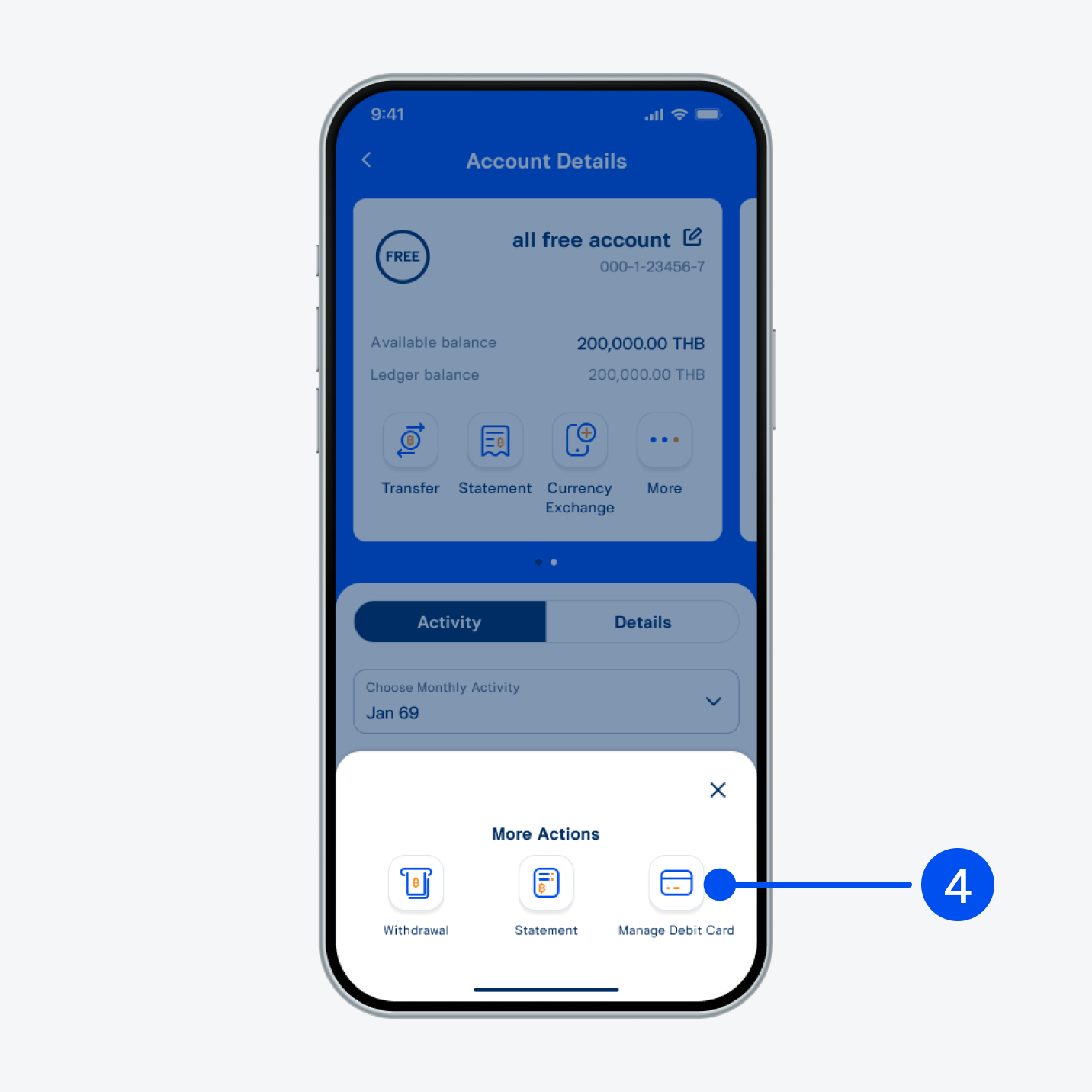 Select “Manage debit card”.​