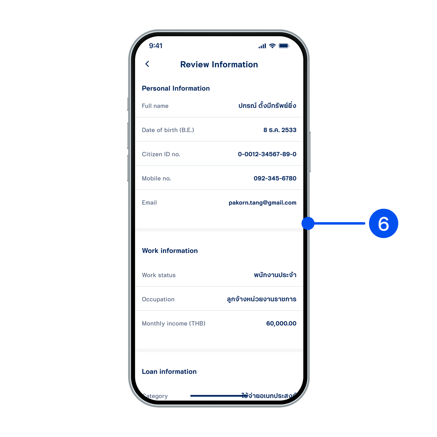 Review your application information, then select “Next”