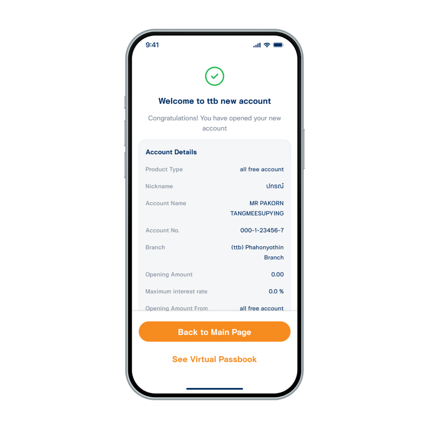 17. Account opened successfully.