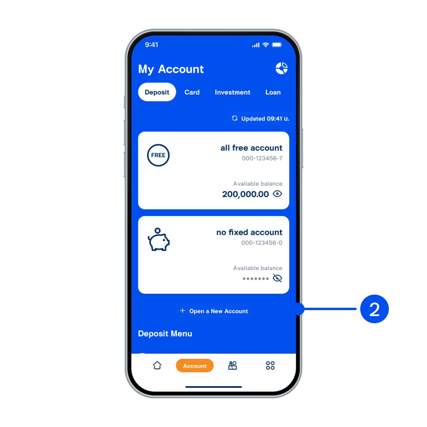 2. Select “+ Open a new account”.