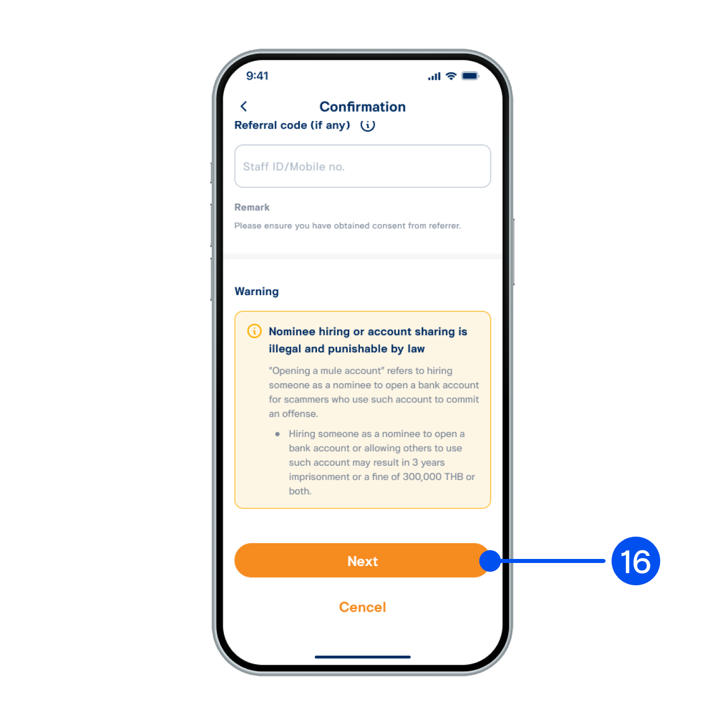 16. Review your account and deposit details, then select “Next”.