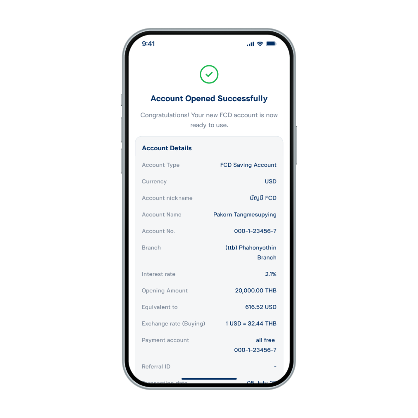 18. Account opened successfully.