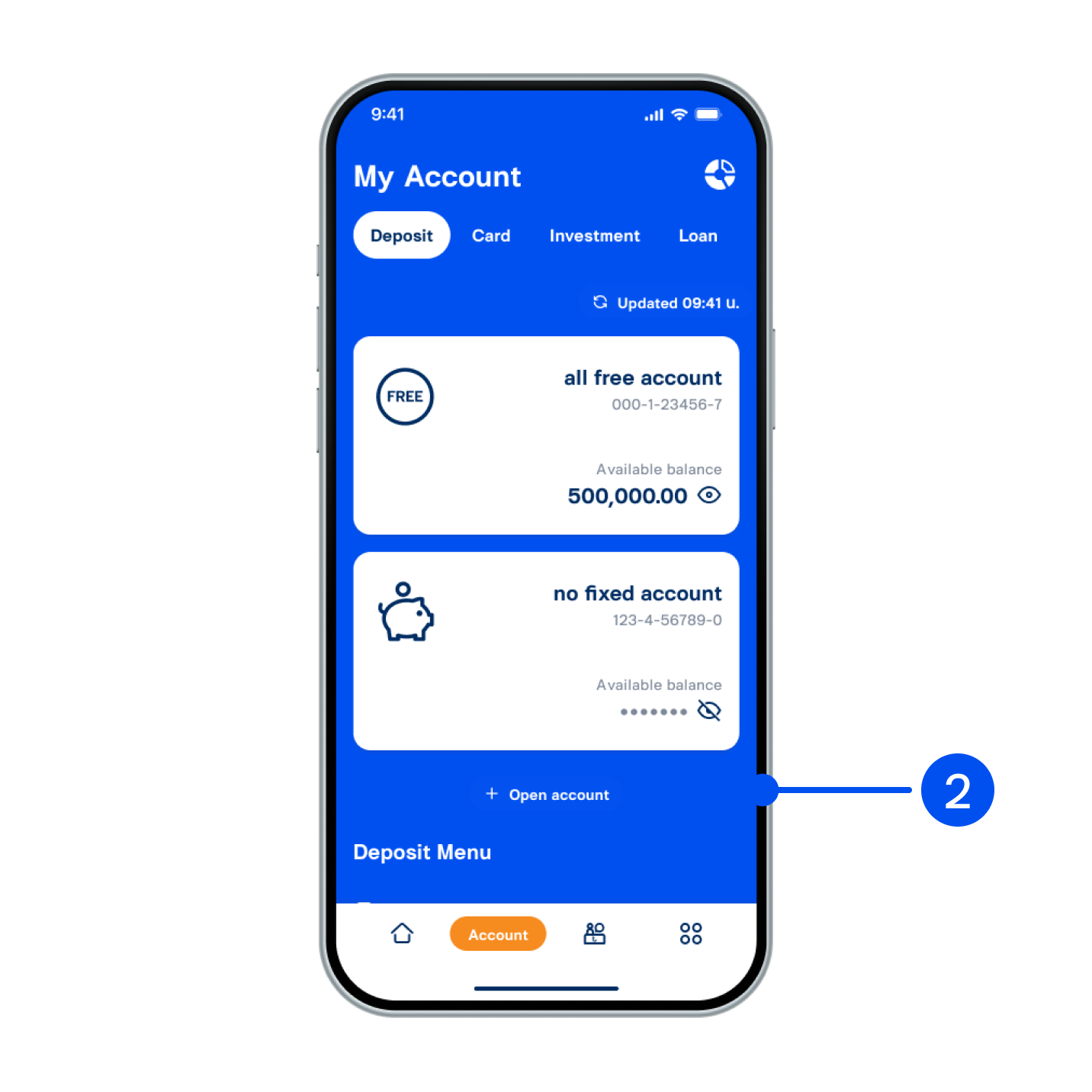 2. Select “+ Open a new account”.
