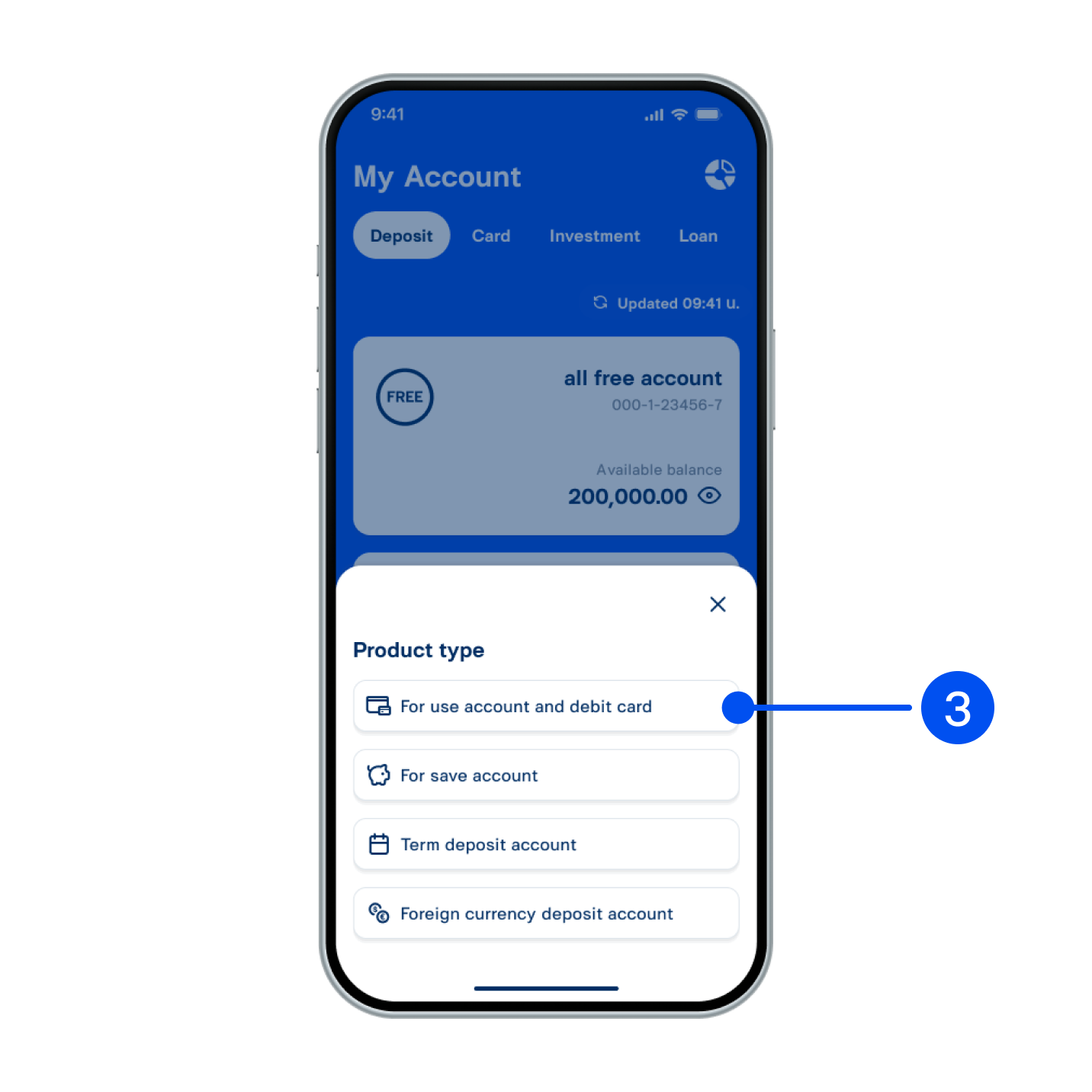 3. Select “For use account and debit card”.