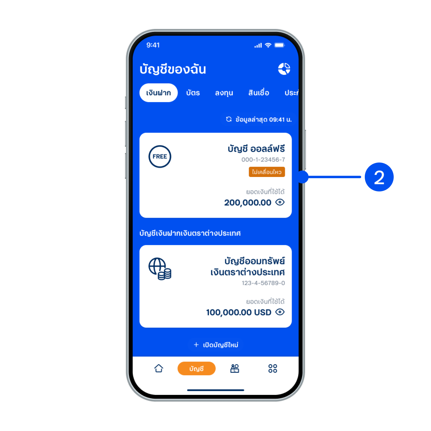 2. เลือกบัญชีที่คุณต้องการปรับสถานะ