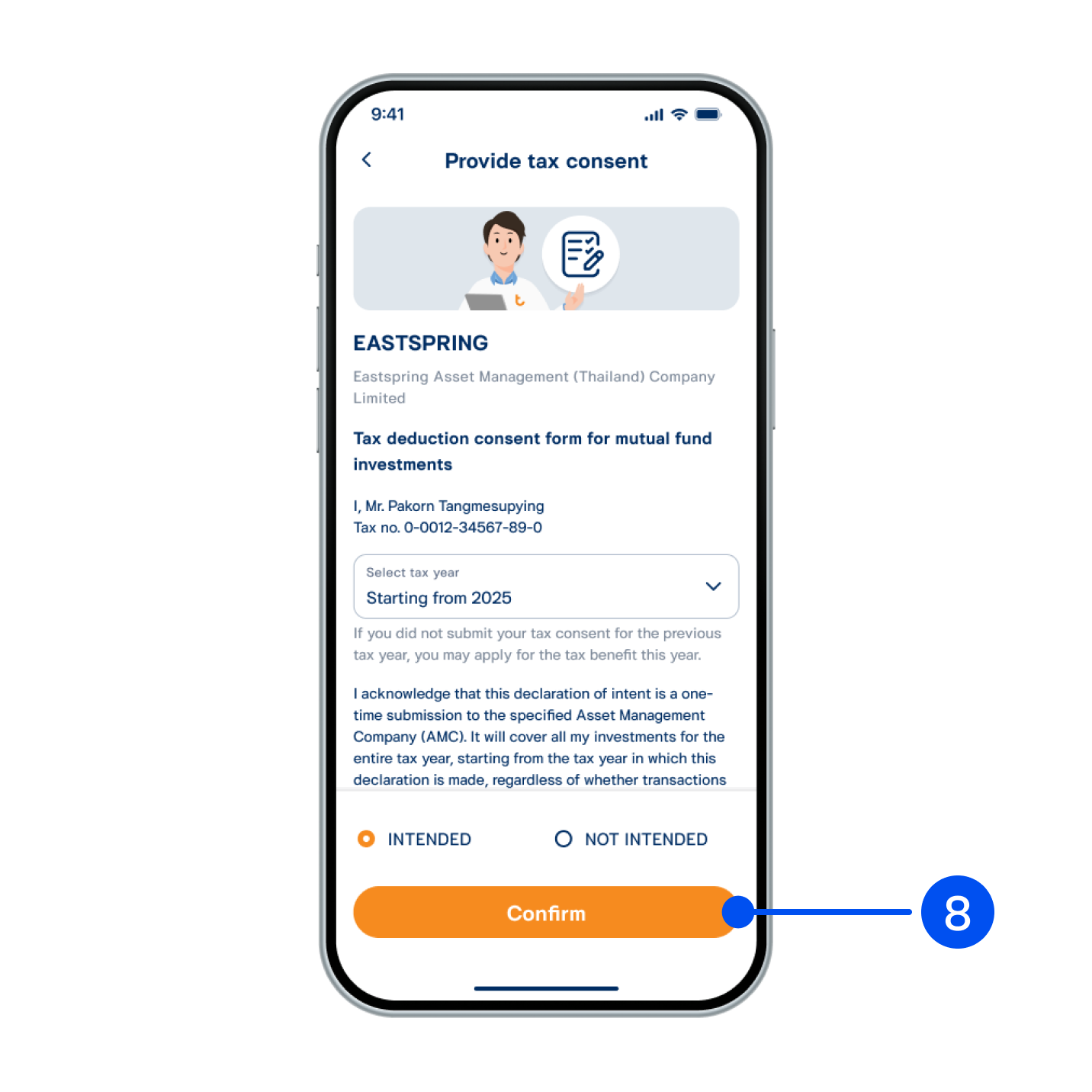 8. Select “Intended”, then select “Confirm”.