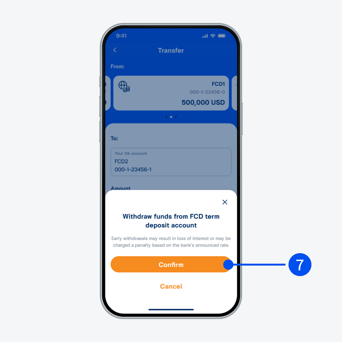 Read the transfer conditions, then select “Confirm”.