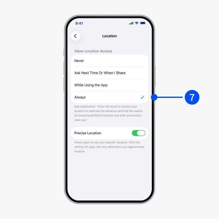 Select “While Using the App” or “Always” to allow app to access your location more precisely.