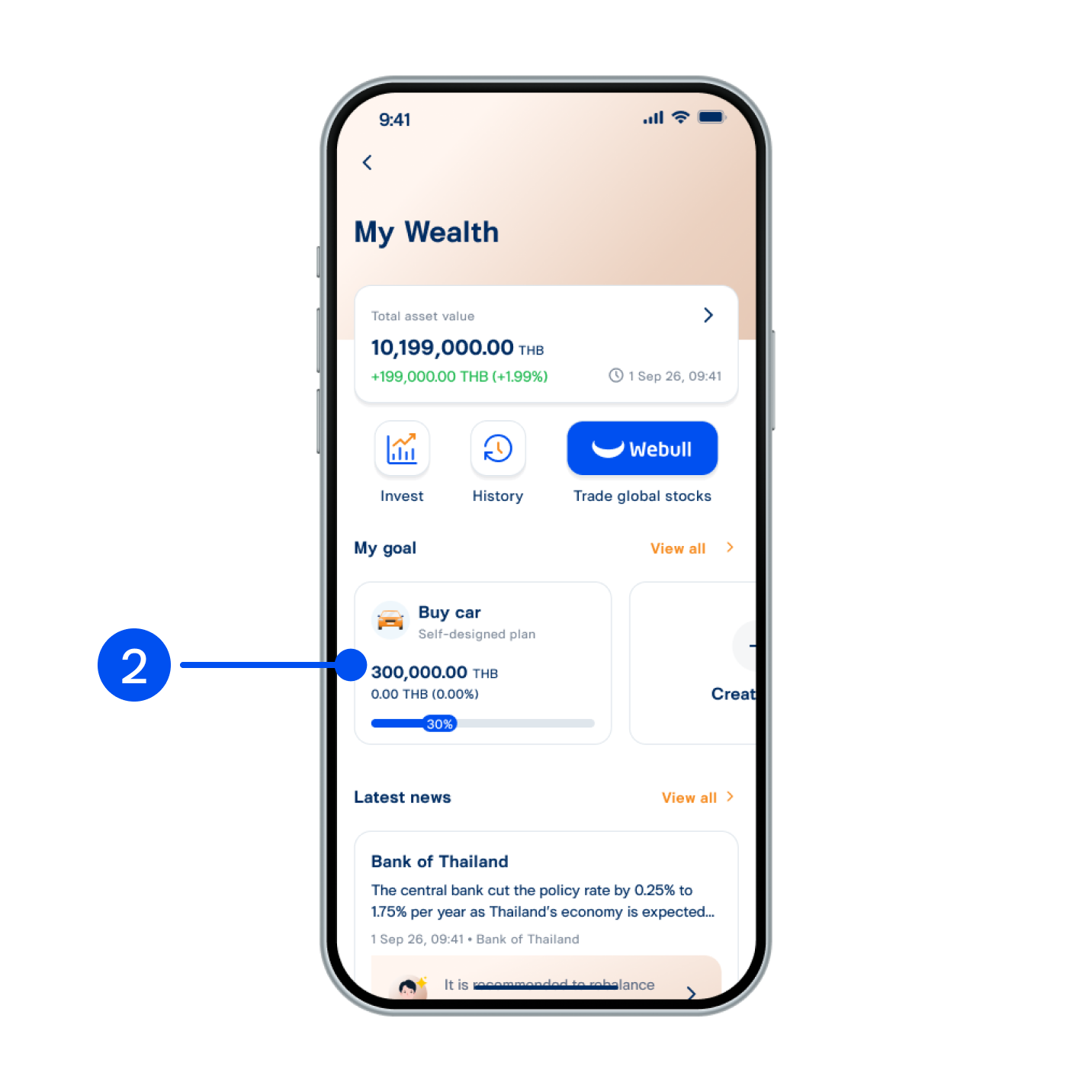 Select your goal to view transaction history.