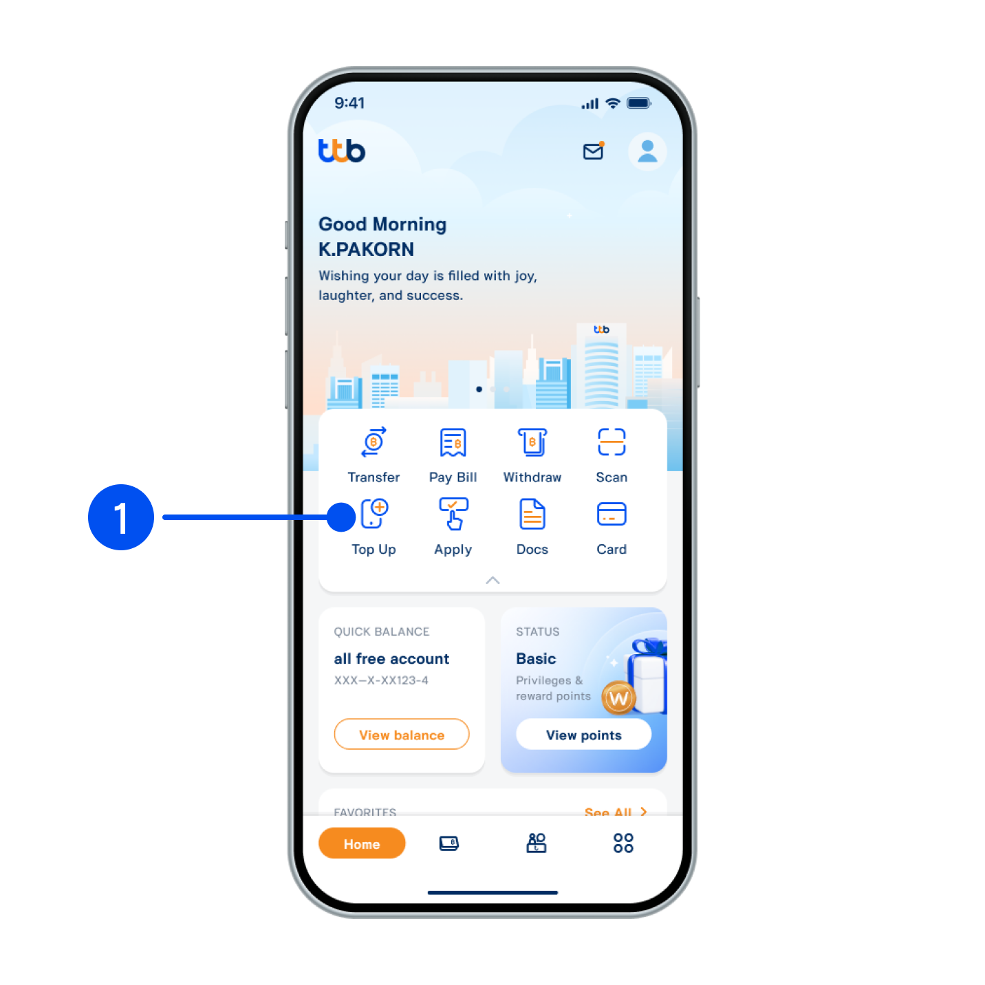 1. Select “Top up”.