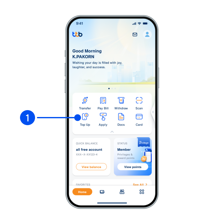 1. Select “Top up”.