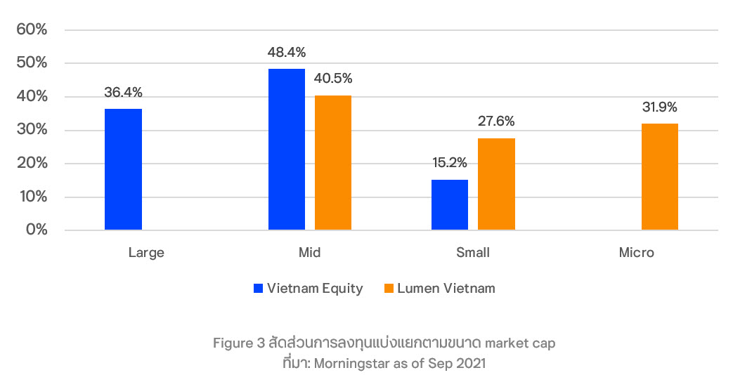 Figure 3 สัดส่วนการลงทุนแบ่งแยกตามขนาด market cap