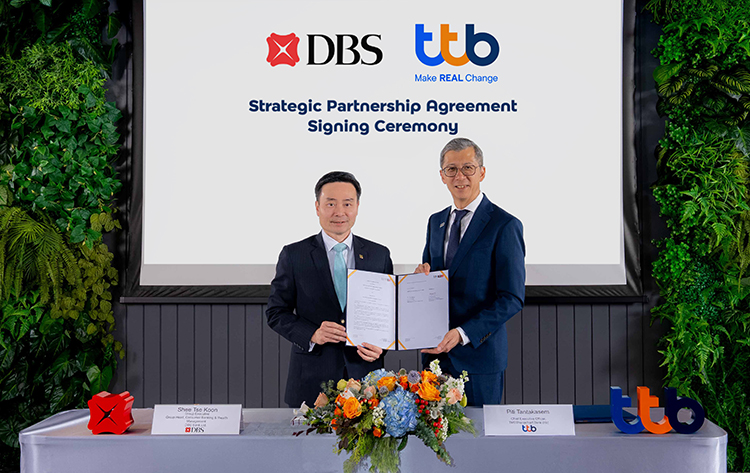 ทีทีบี ผนึกพันธมิตร DBS สร้างความร่วมมือเชิงกลยุทธ์ ยกระดับการบริหารความมั่งคั่ง 