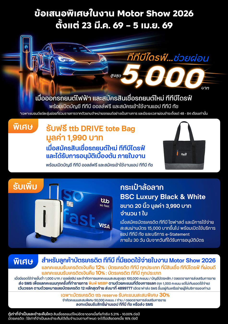 เพียงสมัครสินเชื่อรถยนต์ใหม่ ทีทีบีไดรฟ์ พร้อมเปิดบัญชี ทีทีบี ออลล์ฟรี และสมัครเข้าใช้งาน แอป ทีทีบี ทัช