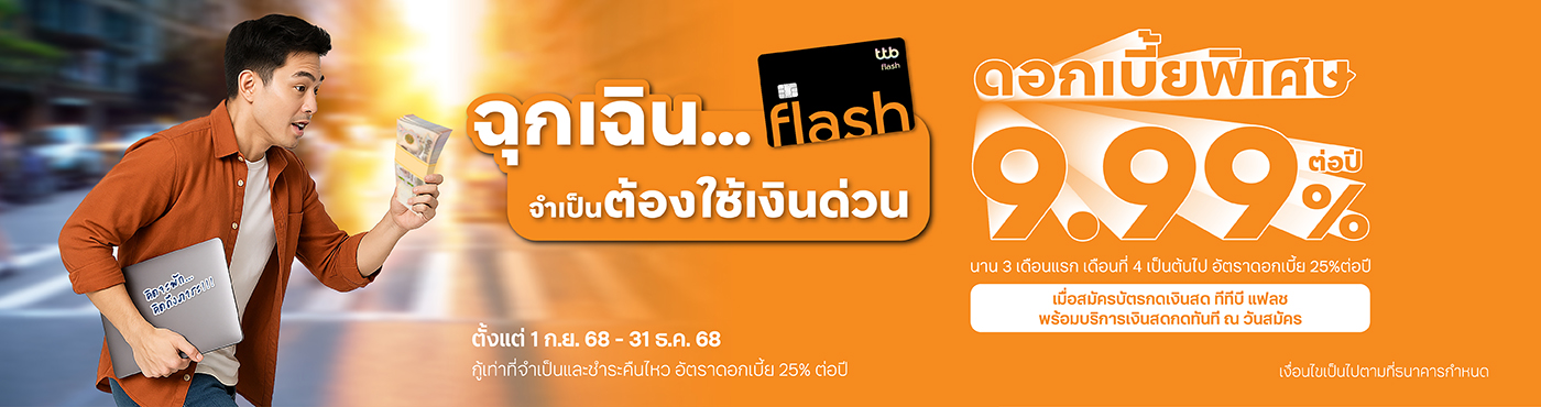 พิเศษ ดอกเบี้ย 9.99% ต่อปี นาน 3 เดือนแรก