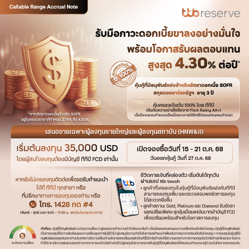 หุ้นกู้ที่มีอนุพันธ์แฝงประเภท Callable Range Accrual Note