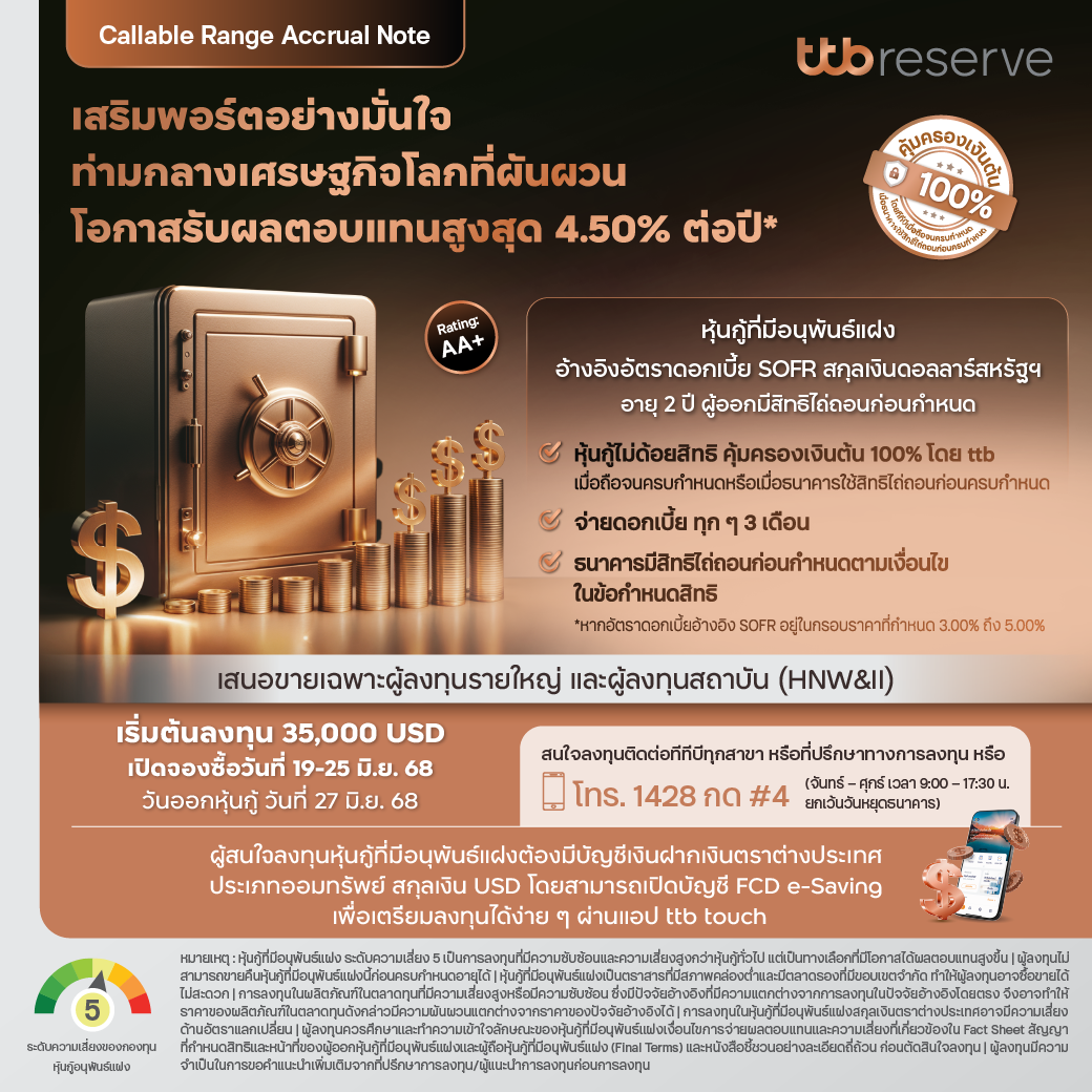 หุ้นกู้ที่มีอนุพันธ์แฝงประเภท Callable Range Accrual Note