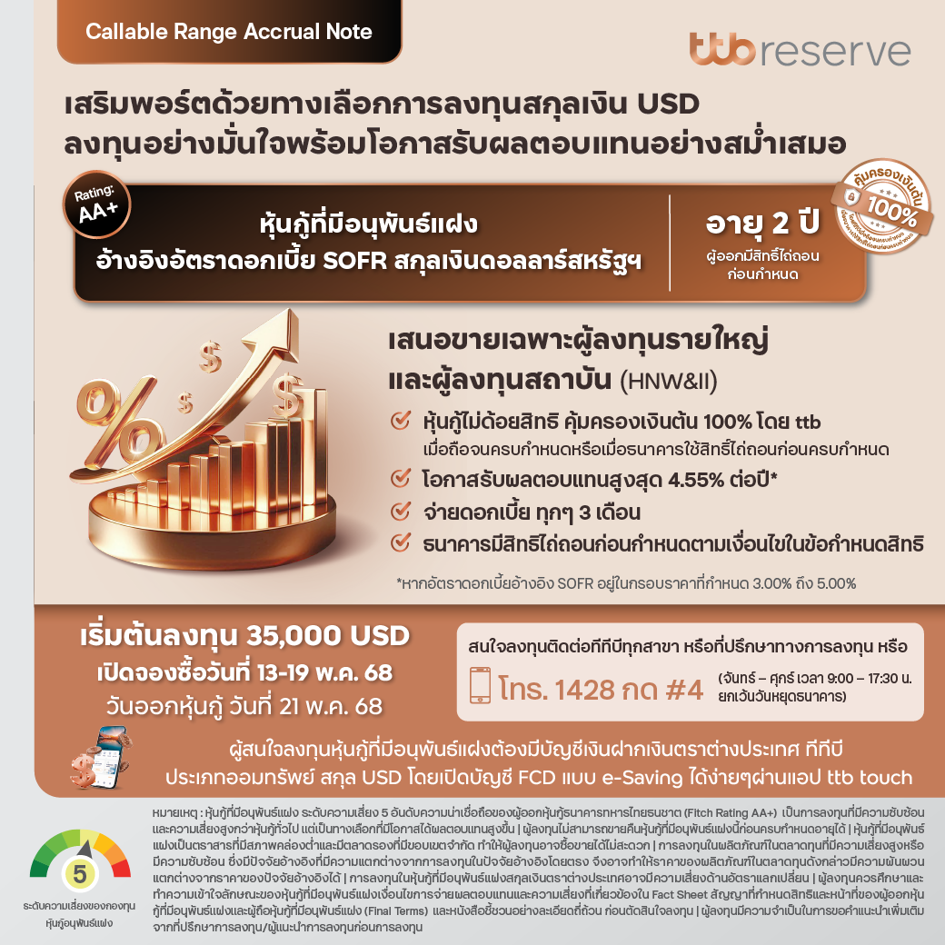 หุ้นกู้ที่มีอนุพันธ์แฝงประเภท Callable Range Accrual Note